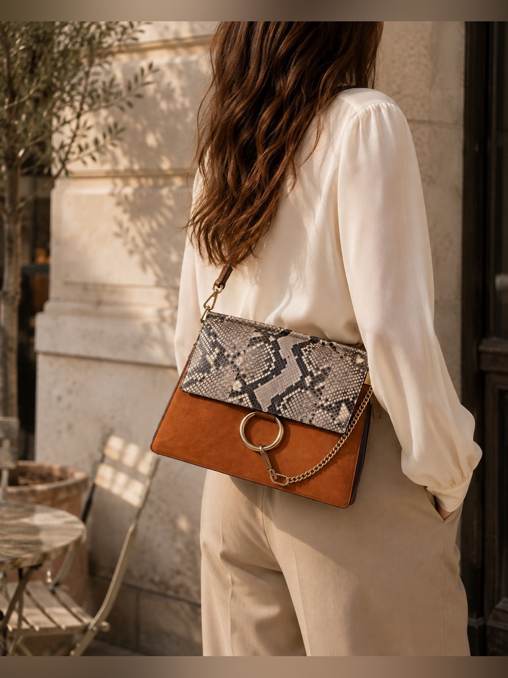 Chloe python leather faye medium